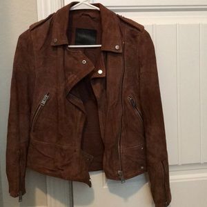 All Saints Brown Suede Leather Jacket